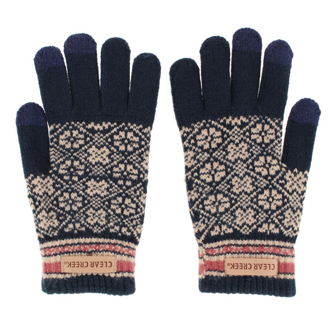 Clear Creek Women's Knit Jacquard Winter Texting Glove - Navy