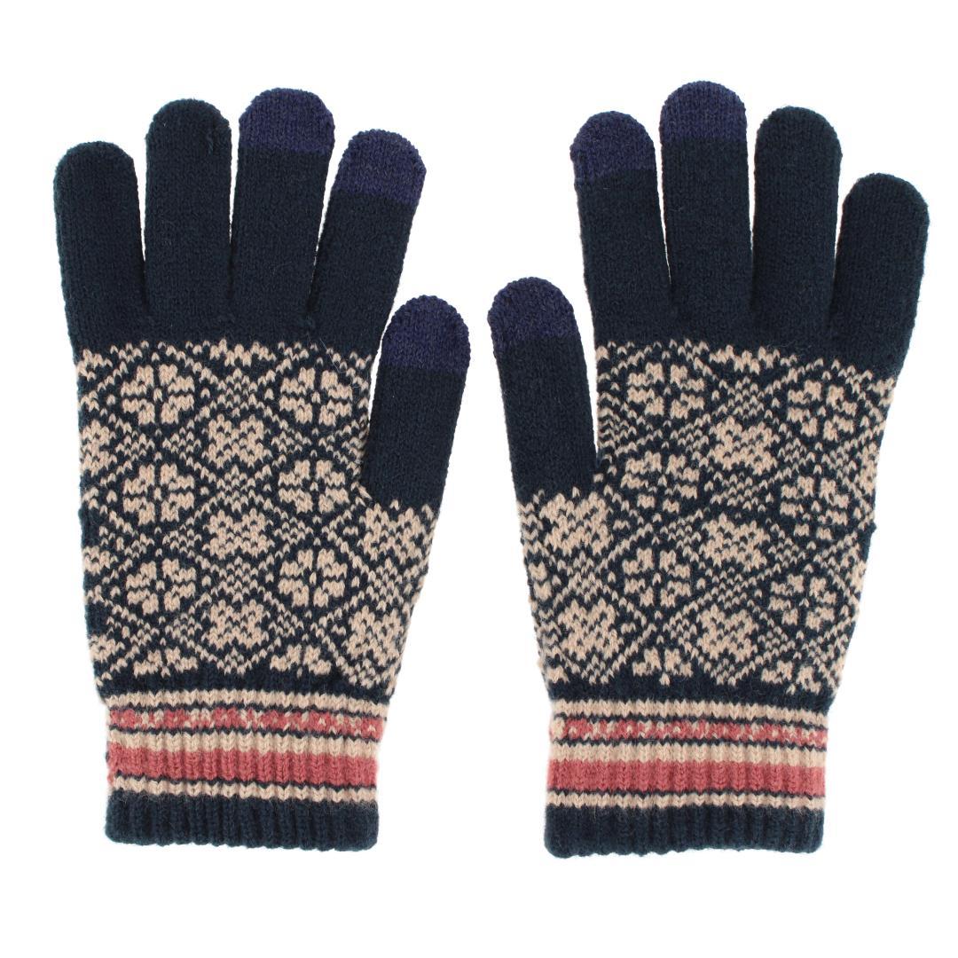Clear Creek Women's Knit Jacquard Winter Texting Glove - Navy