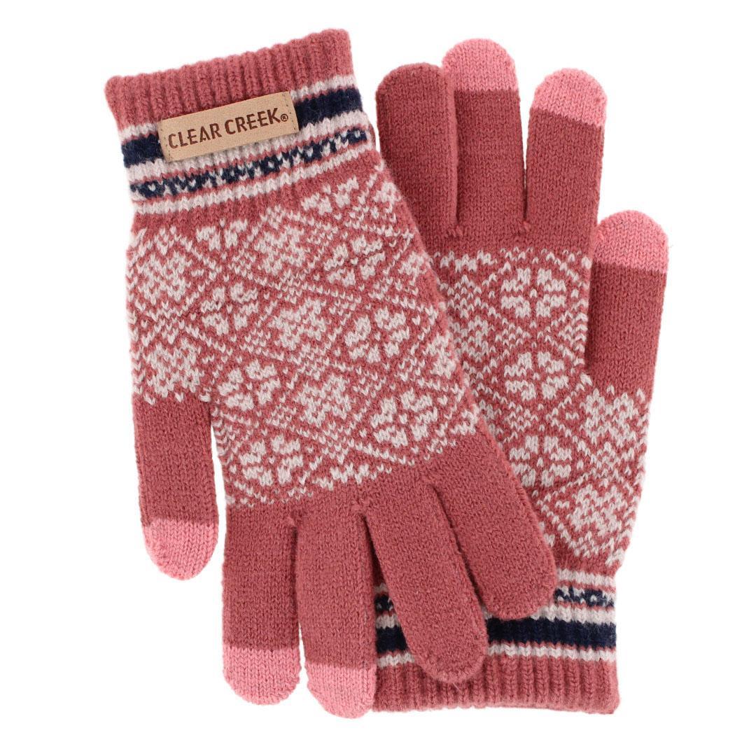 Clear Creek Women's Knit Jacquard Winter Texting Glove - Pink