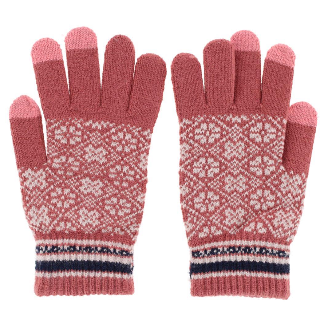 Clear Creek Women's Knit Jacquard Winter Texting Glove - Pink