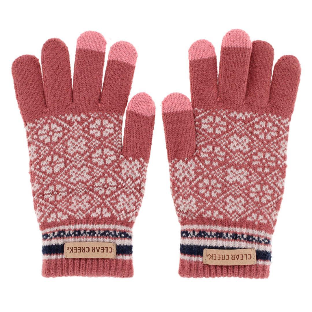 Clear Creek Women's Knit Jacquard Winter Texting Glove - Pink