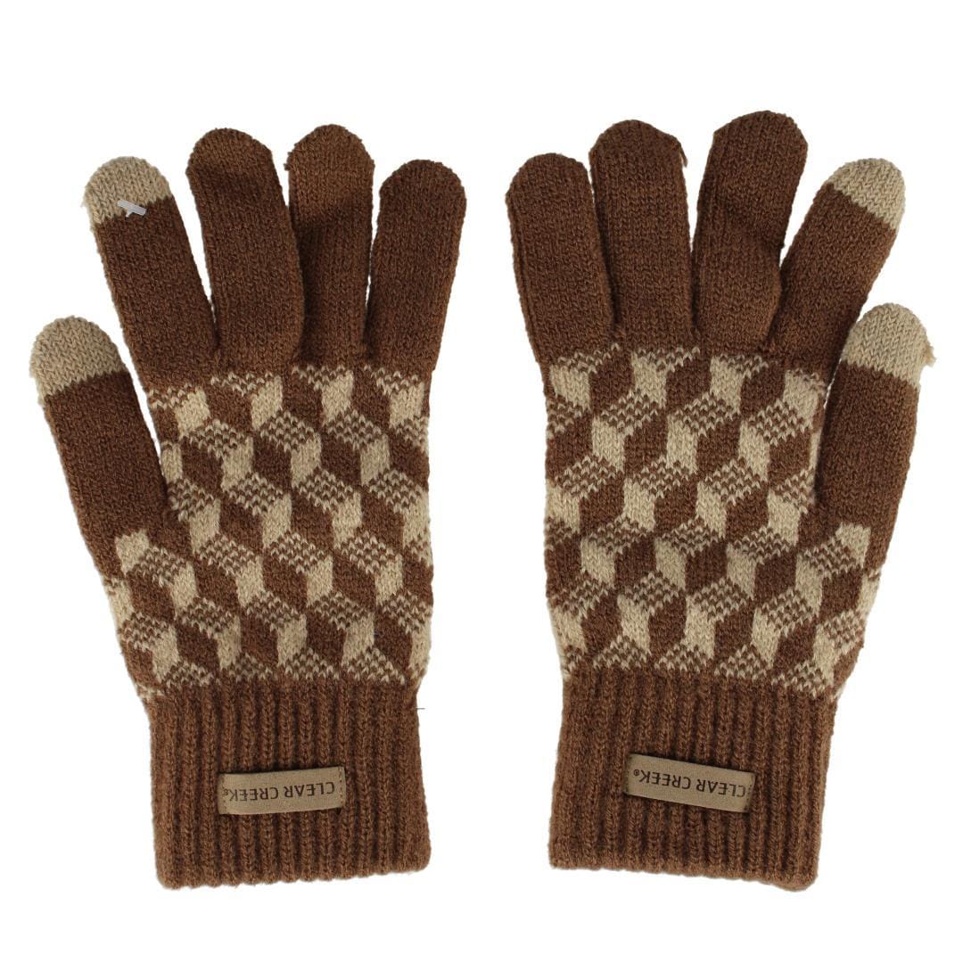 Clear Creek Women's Jacquard Touch Screen Winter Gloves - Brown