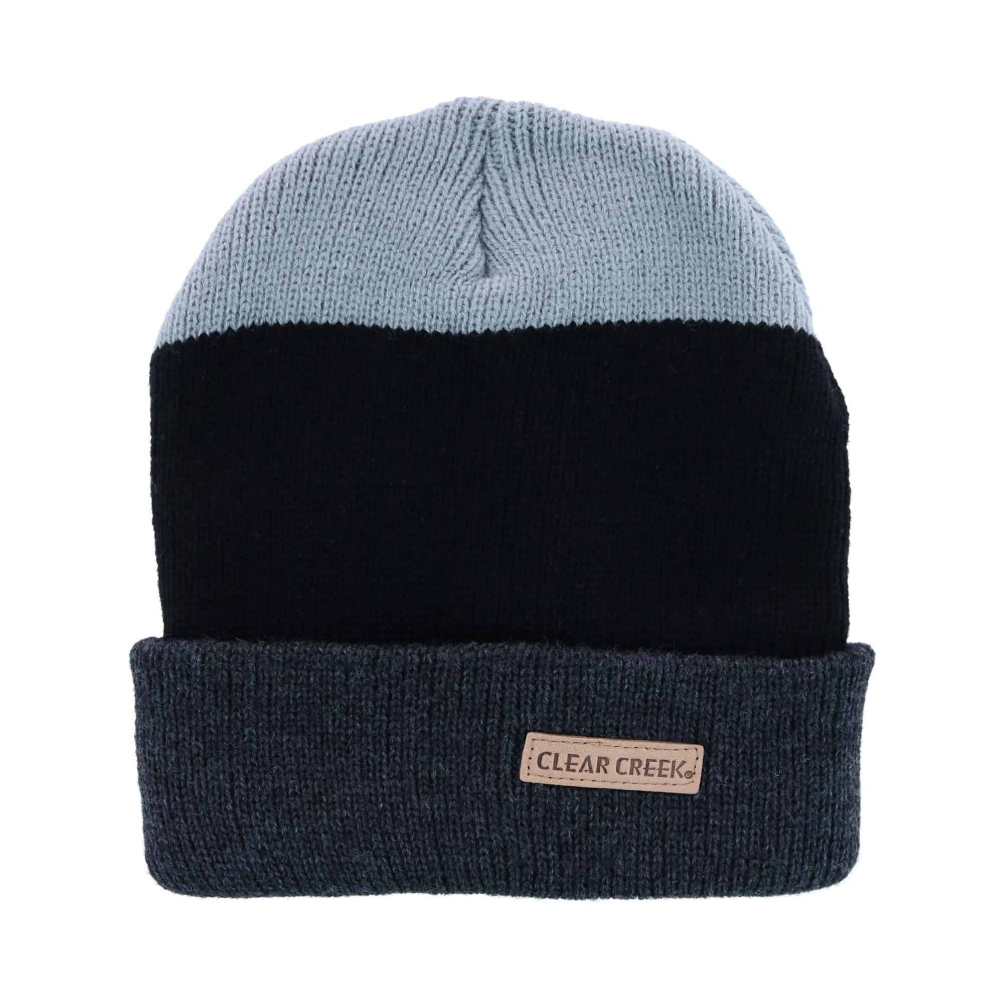Clear Creek Men's Knit Tri-Color Winter Cuff Hat - Black