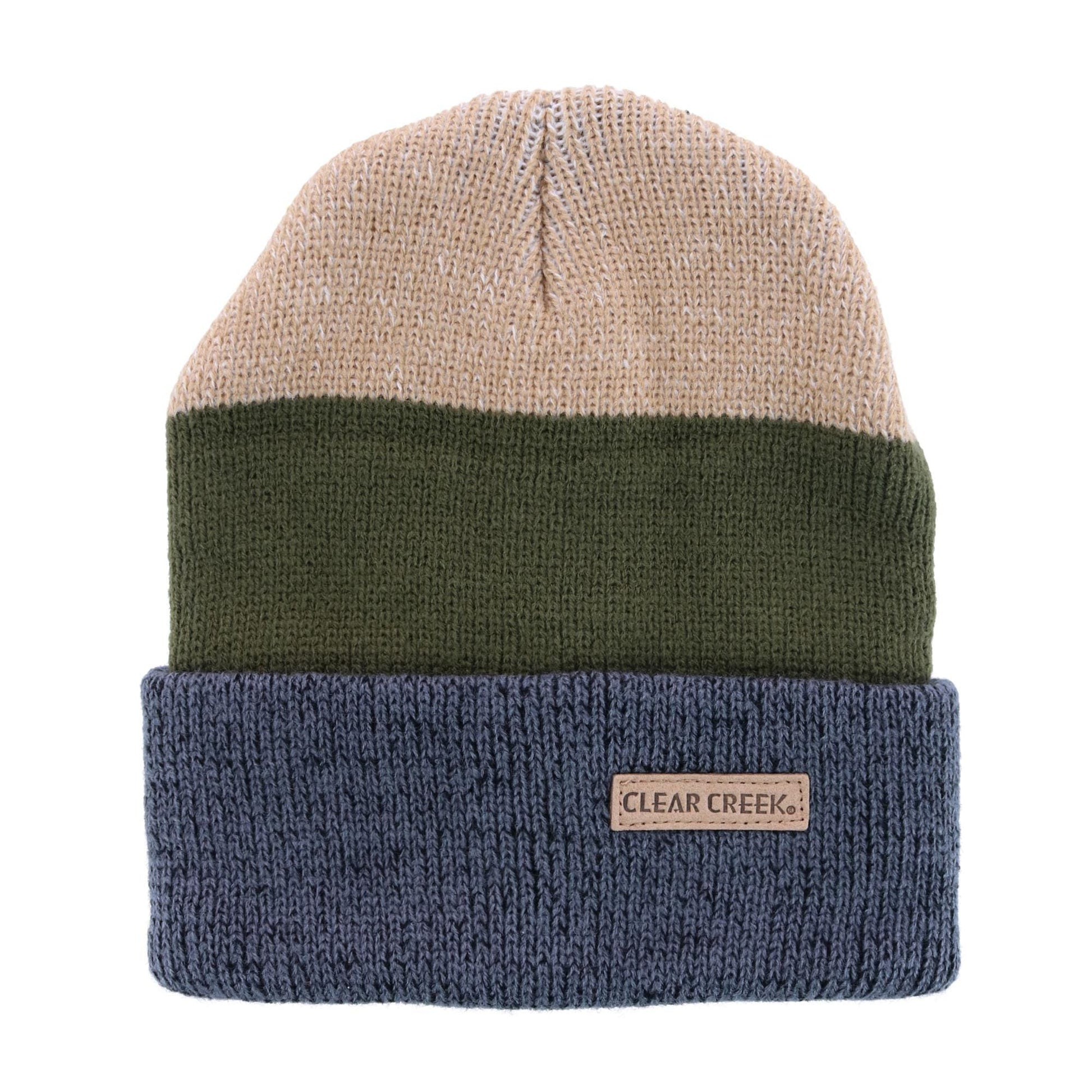 Clear Creek Men's Knit Tri-Color Winter Cuff Hat - Green