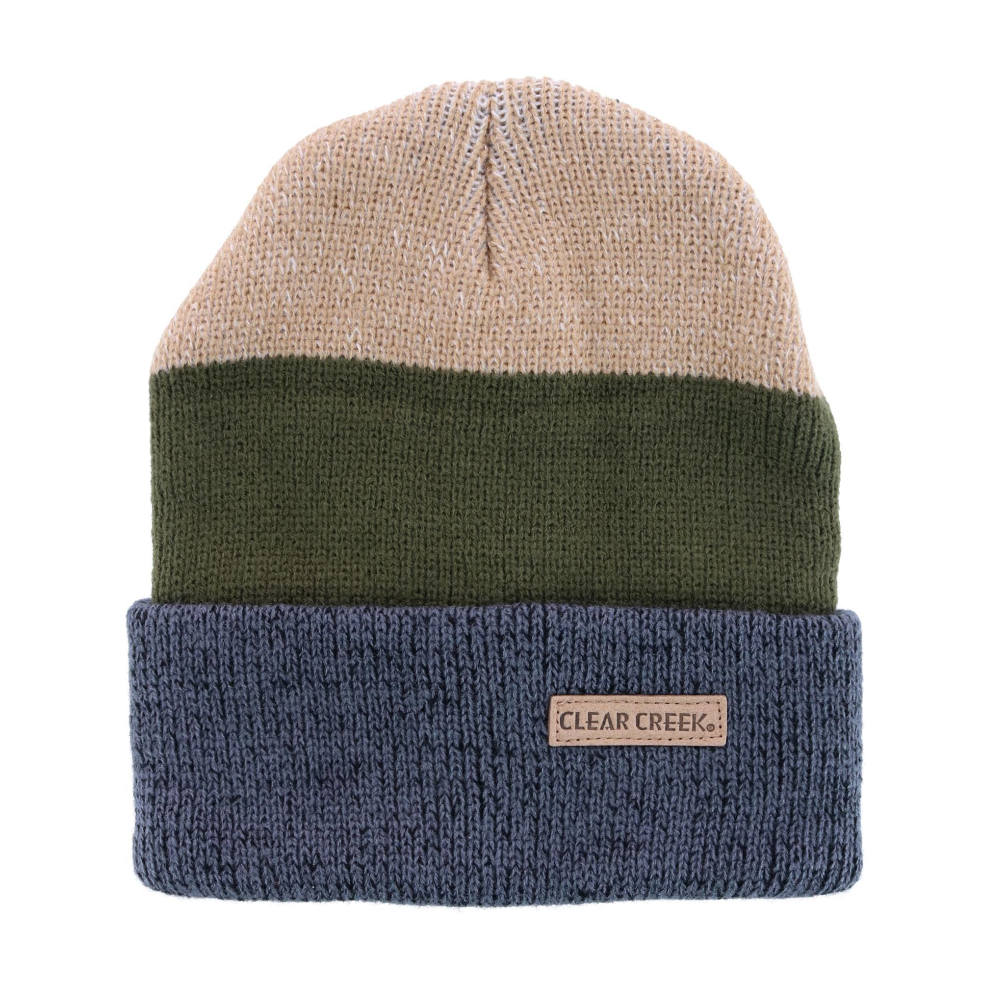 Clear Creek Men's Knit Tri-Color Winter Cuff Hat - Green