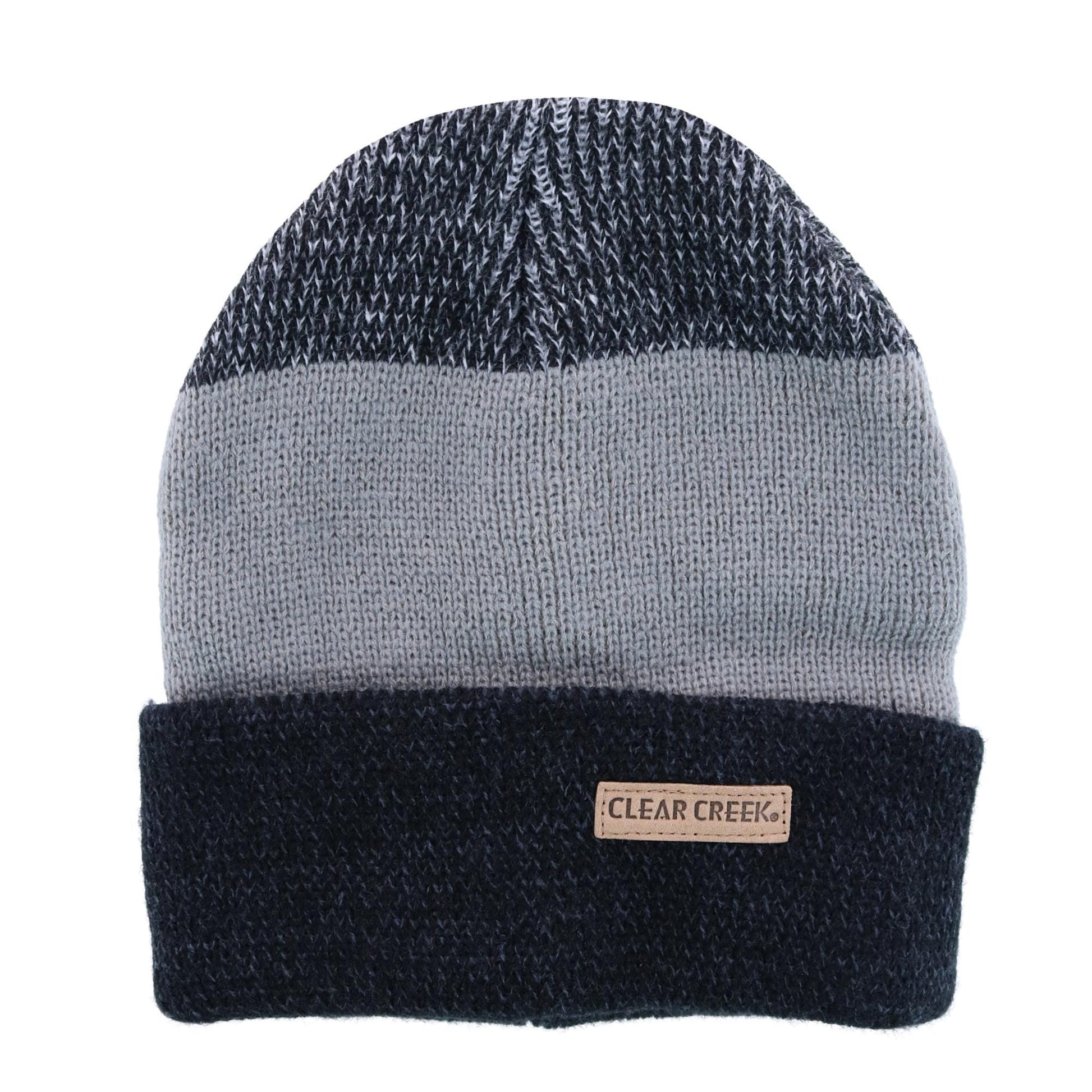 Clear Creek Men's Knit Tri-Color Winter Cuff Hat - Gray