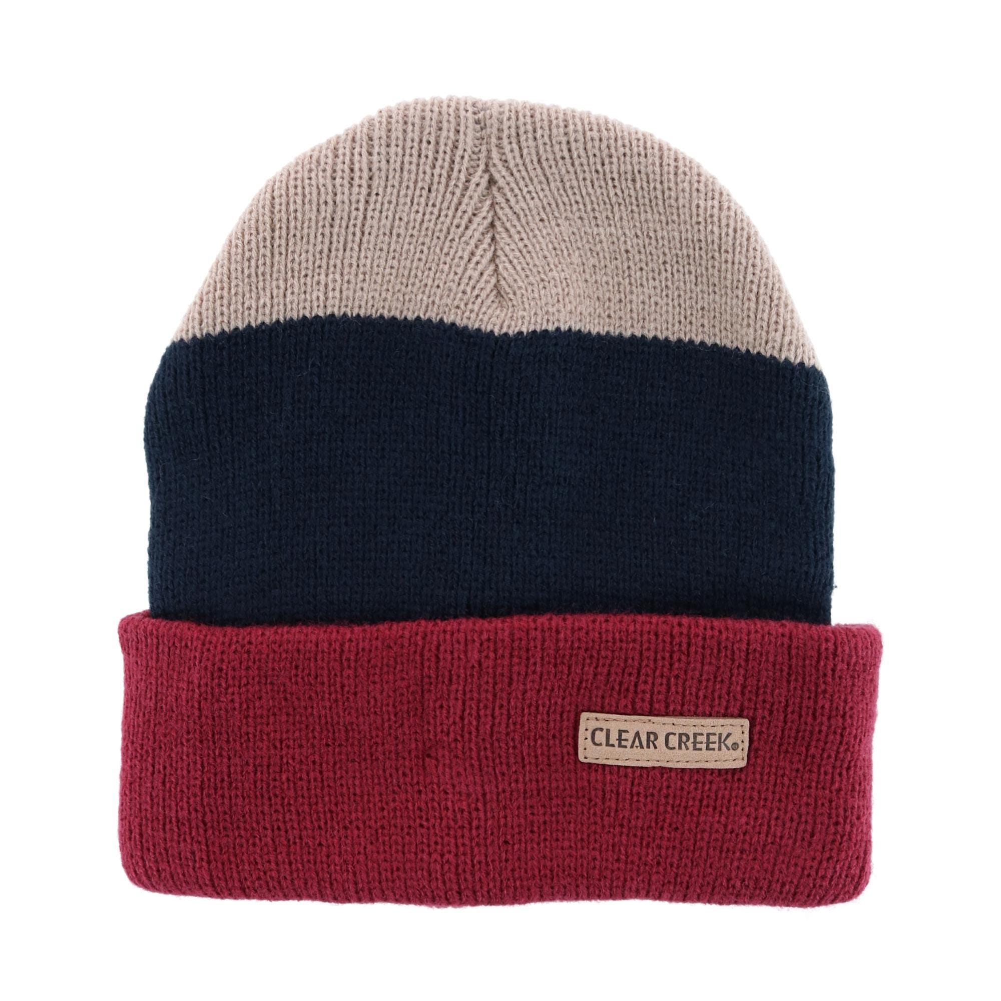 Clear Creek Men's Knit Tri-Color Winter Cuff Hat - Red