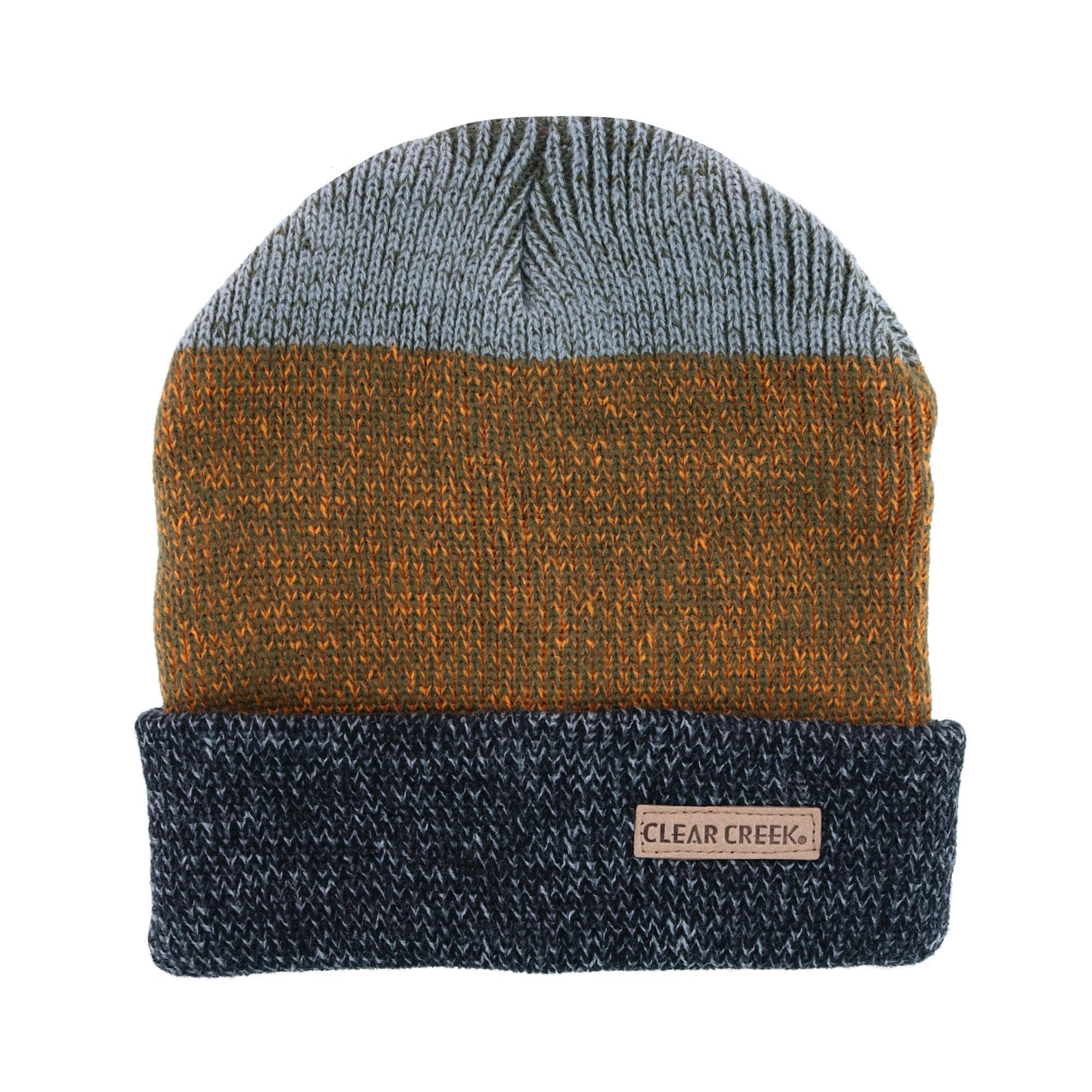 Clear Creek Men's Knit Tri-Color Winter Cuff Hat - Yellow