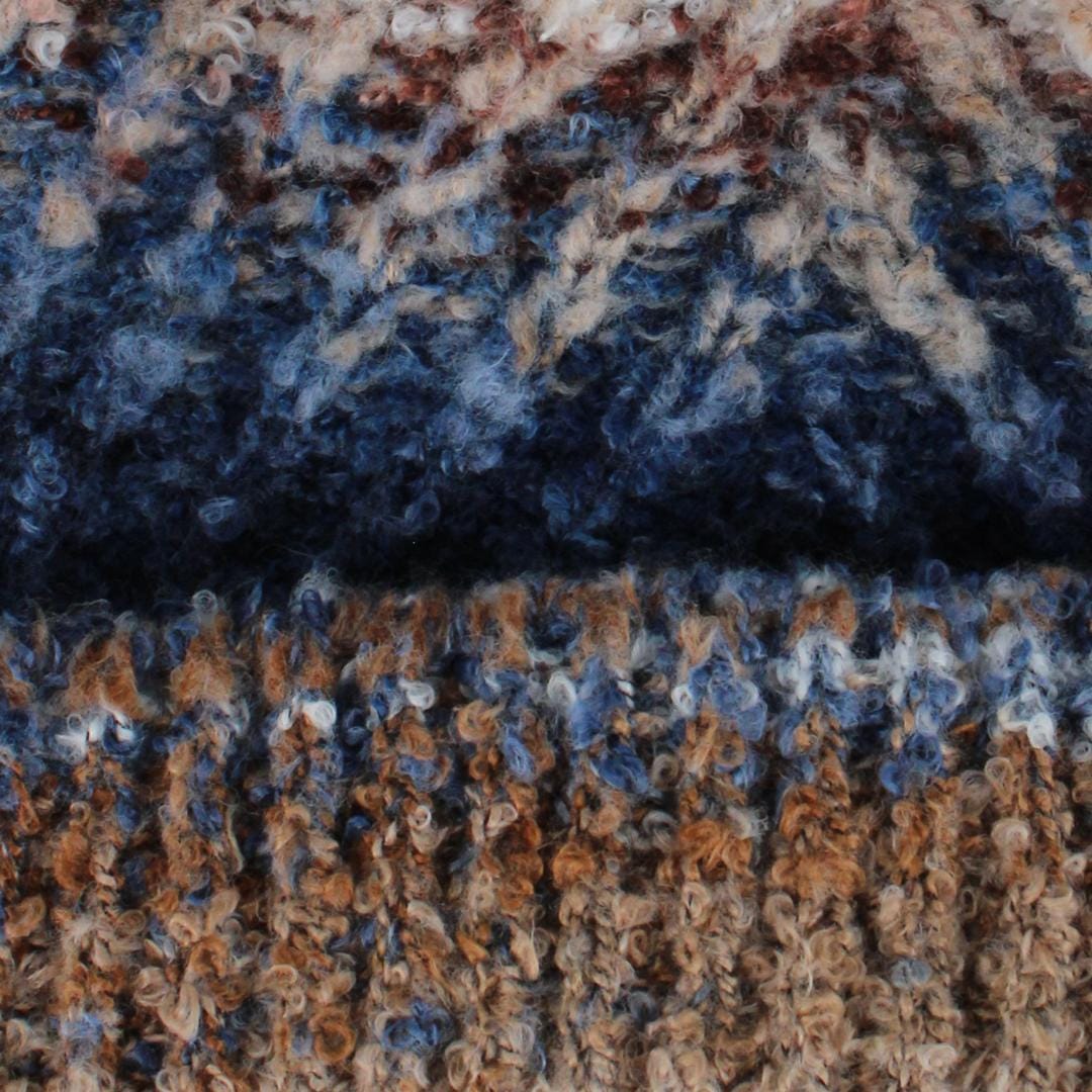 Clear Creek Women's Multi Color Knit Winter Beanie with Synthetic Fur Pom - Beige