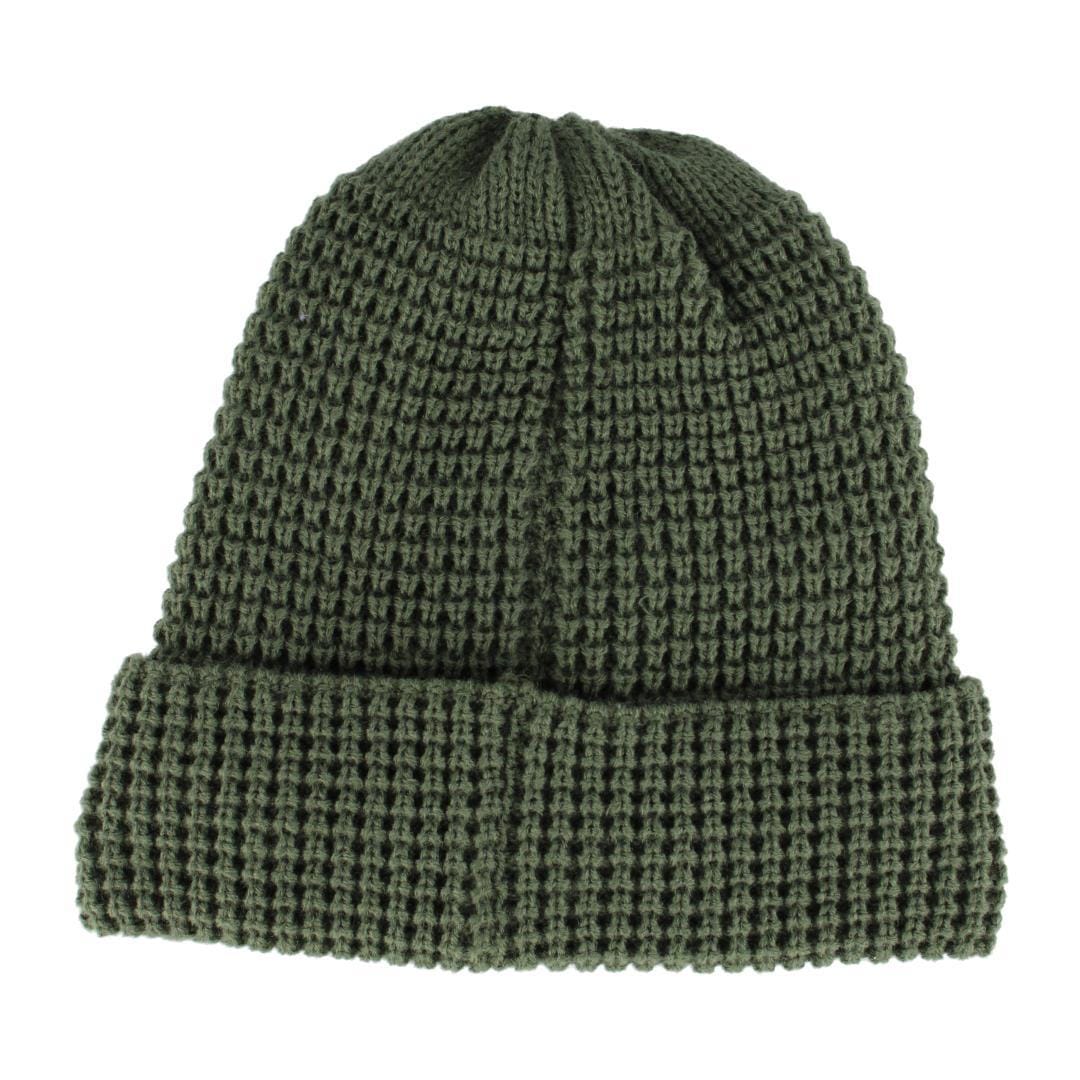Clear Creek Men's Waffle Knit Solid Color Winter Beanie Hat - Green