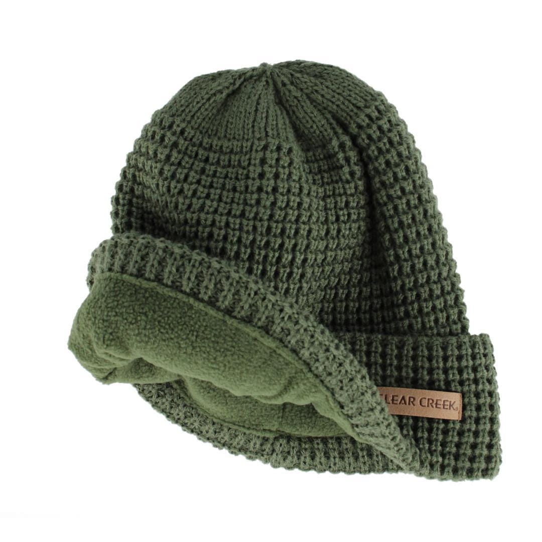 Clear Creek Men's Waffle Knit Solid Color Winter Beanie Hat - Green