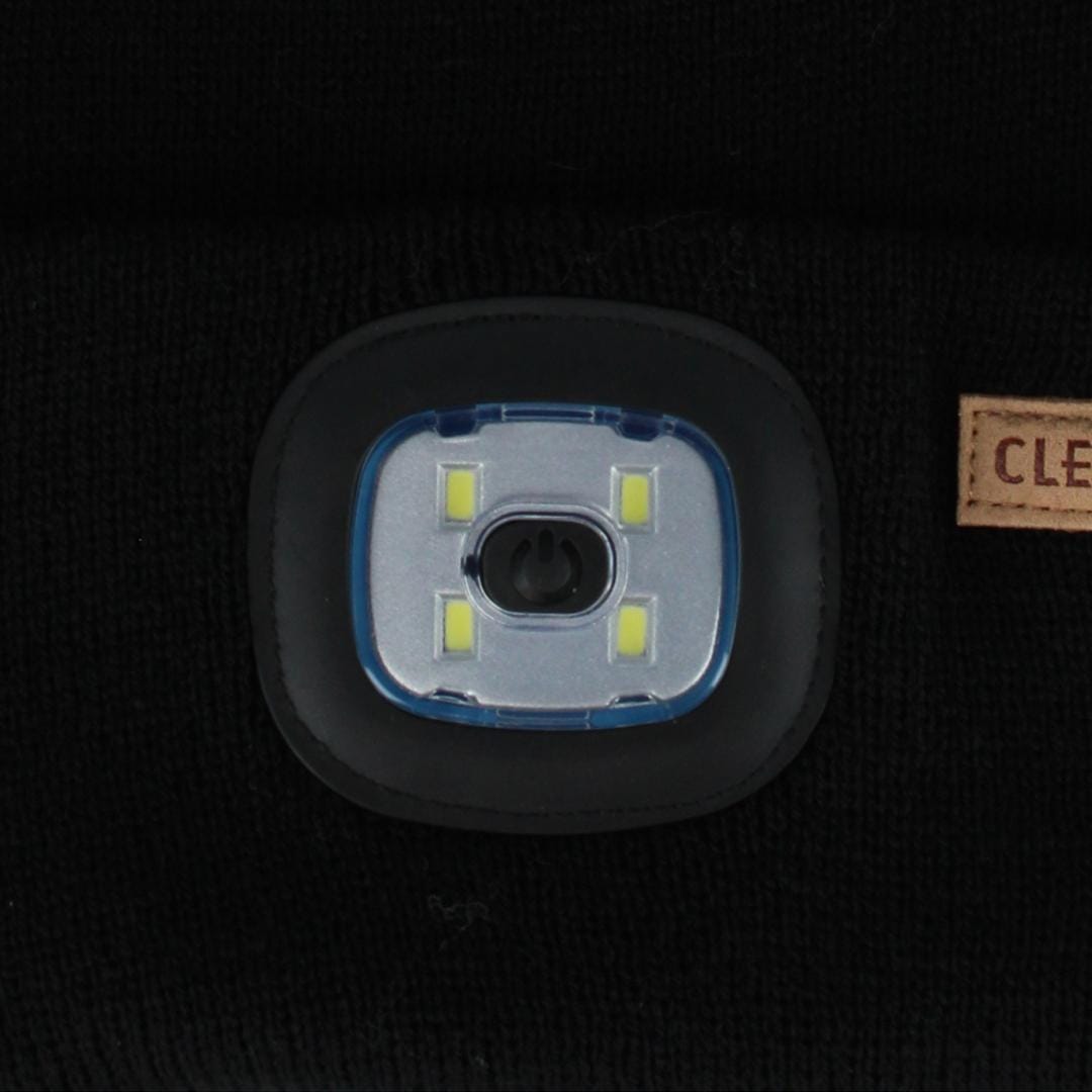 Clear Creek Men's LED Light Solid Color Winter Beanie Hat - Black