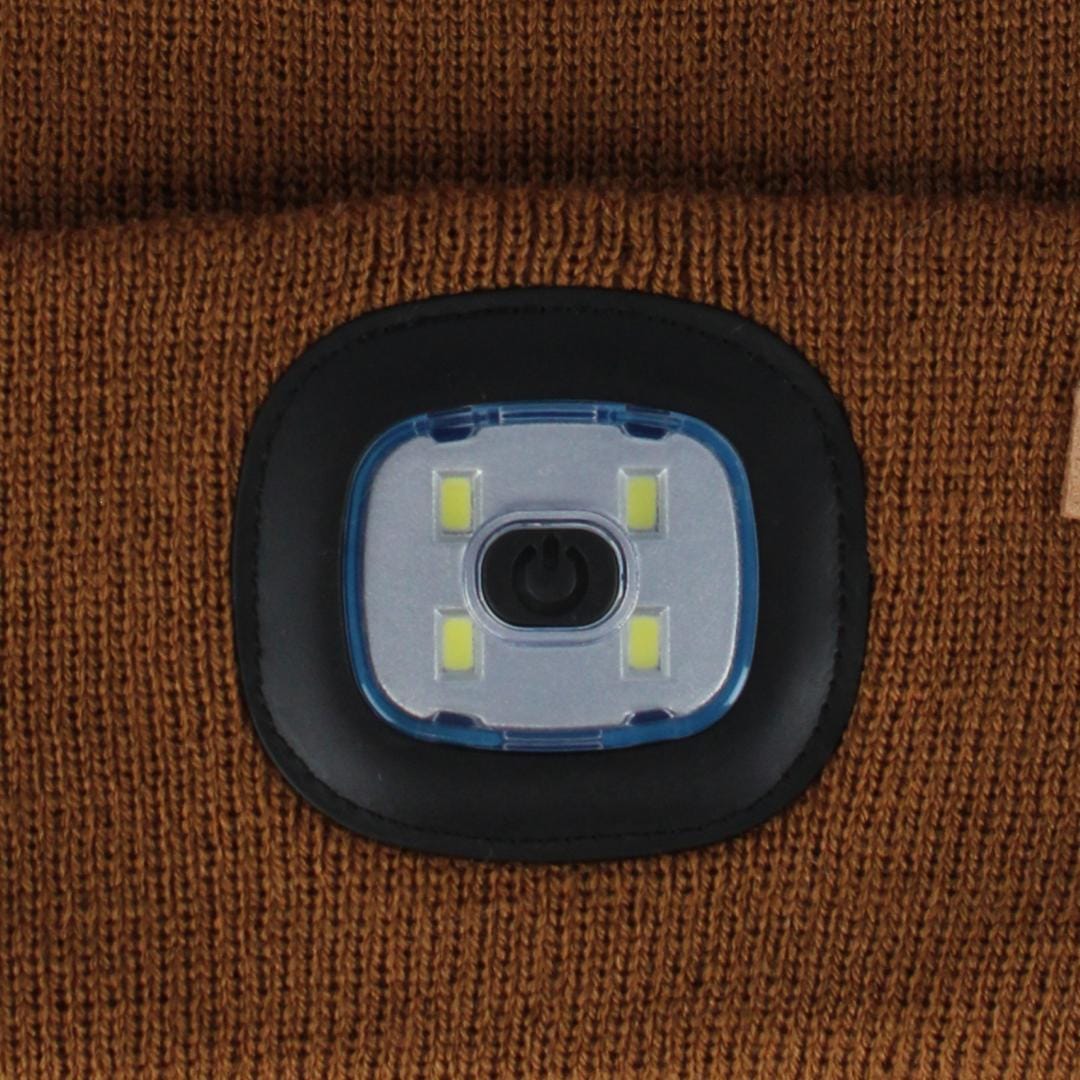 Clear Creek Men's LED Light Solid Color Winter Beanie Hat - Brown