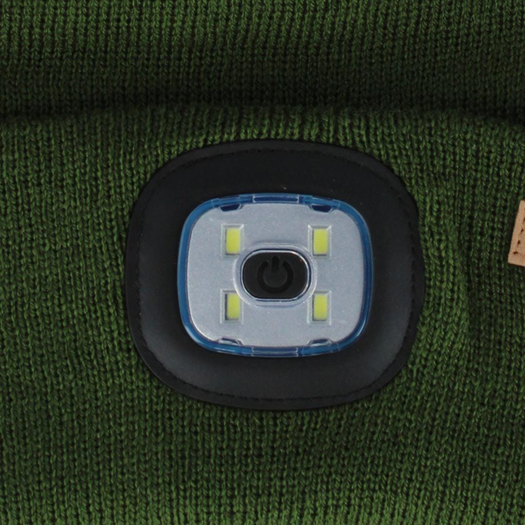 Clear Creek Men's LED Light Solid Color Winter Beanie Hat - Green