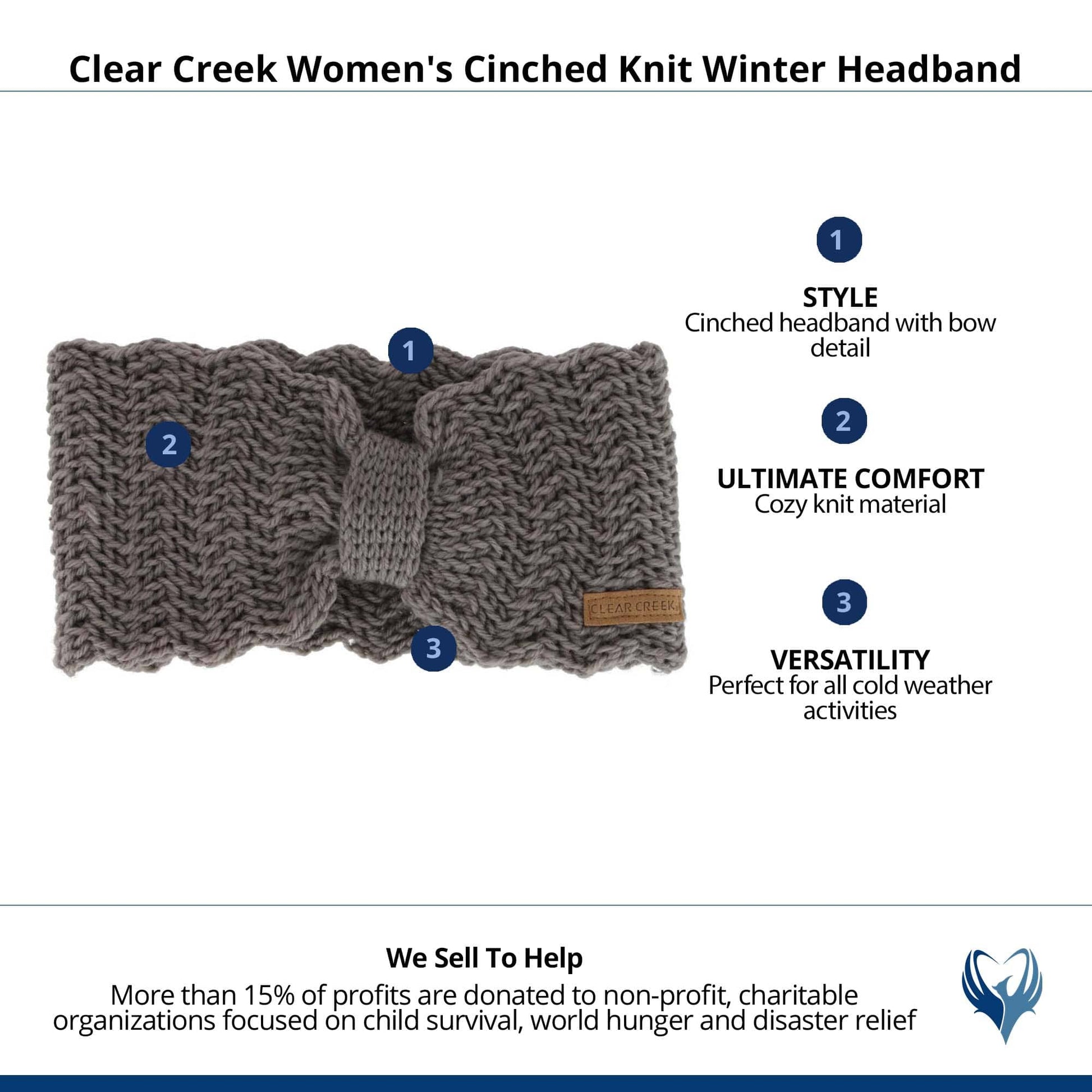 Clear Creek Women's Cinched Knit Winter Headband - Gray
