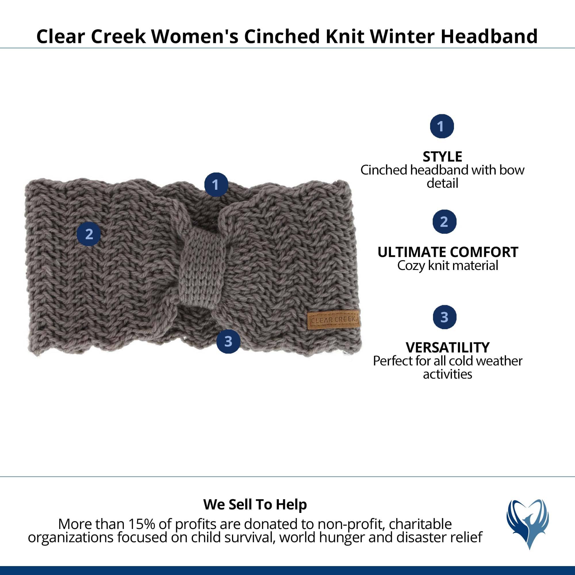 Clear Creek Women's Cinched Knit Winter Headband - Gray