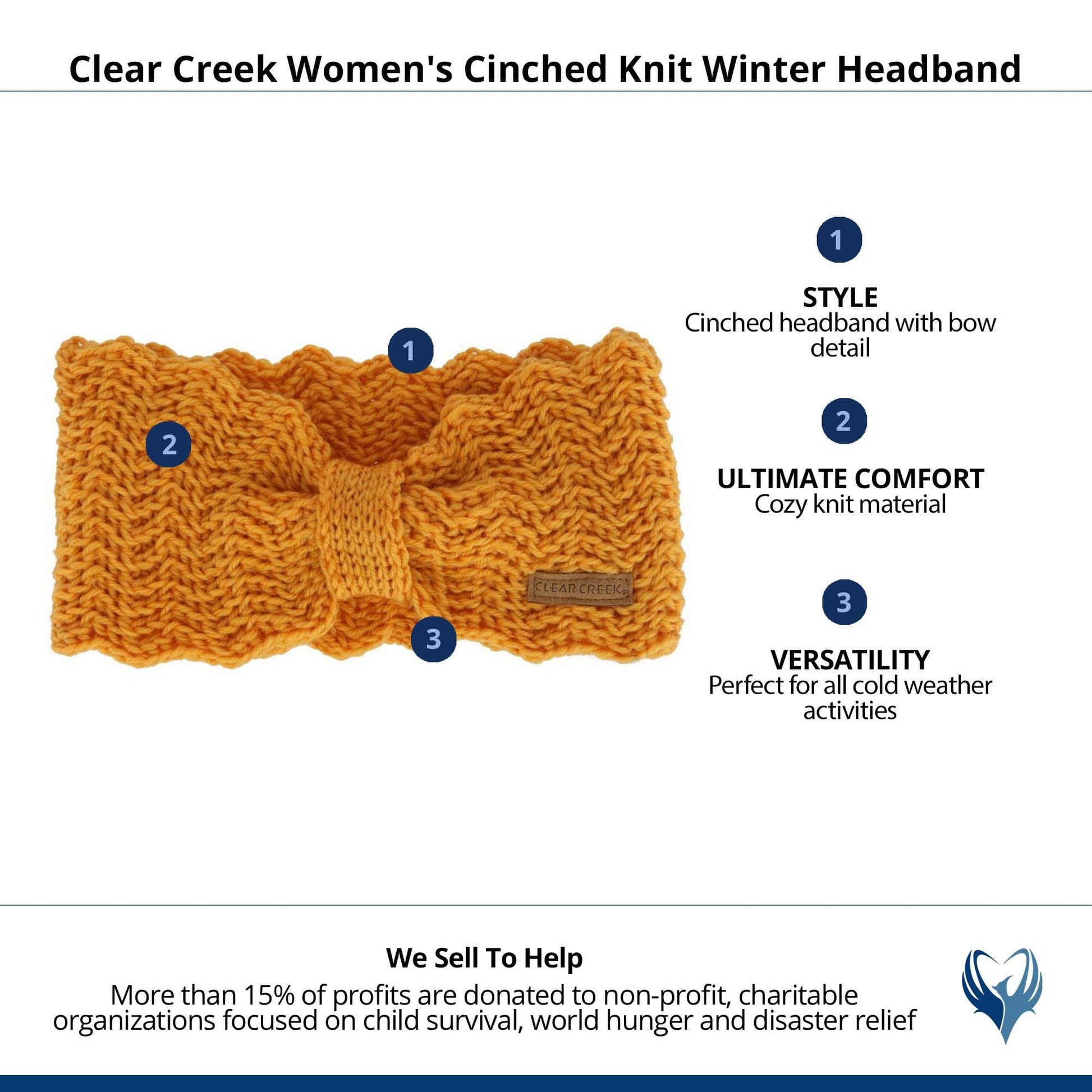 Clear Creek Women's Cinched Knit Winter Headband - Mustard