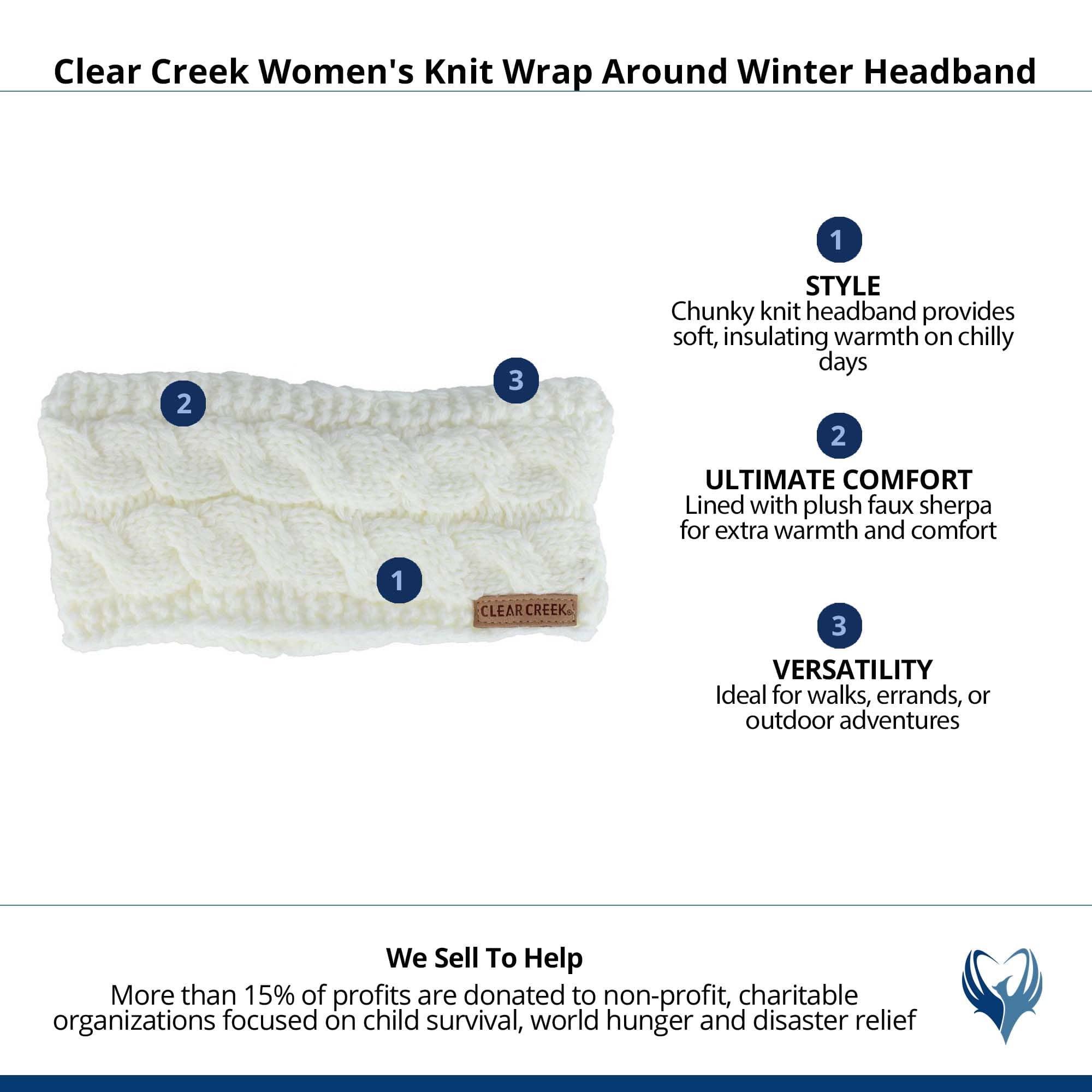 Clear Creek Women's Knit Wrap Around Winter Headband - White
