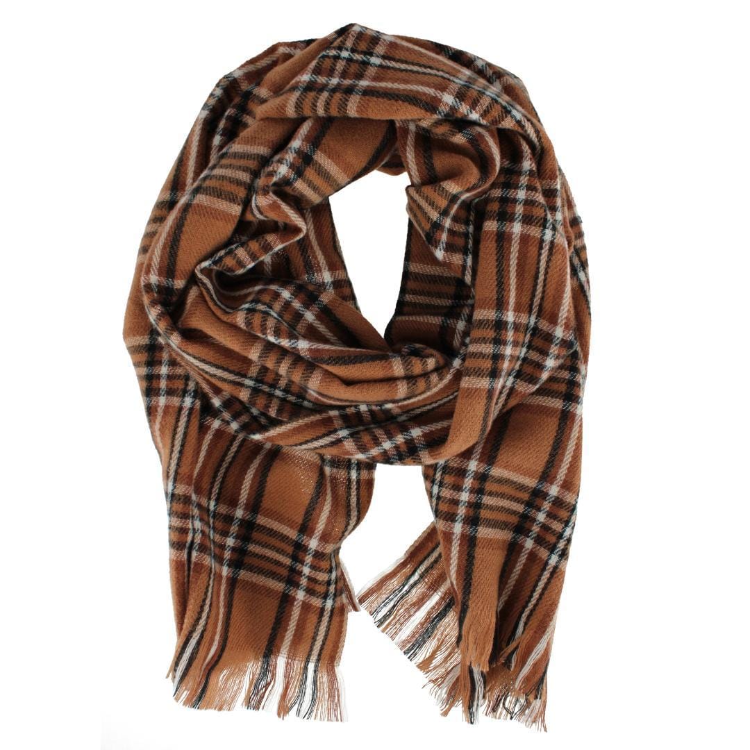 Clear Creek Men's Soft Plaid Winter Scarf with Fringe - Men's Soft Plaid Winter Scarf with Fringe