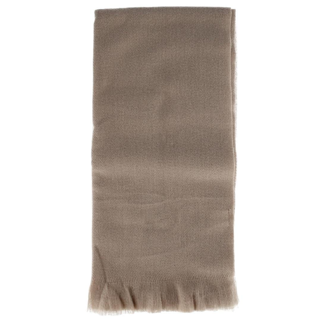 Clear Creek Men's Soft Solid Color Winter Scarf with Fringe - Beige