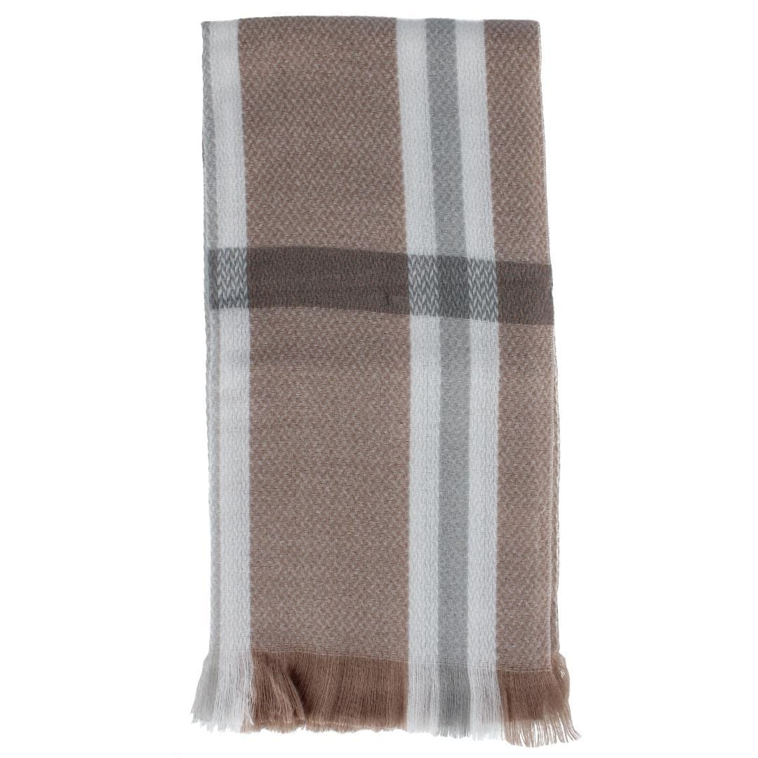 Clear Creek Women's Plaid Winter Scarf with Fringe - Beige