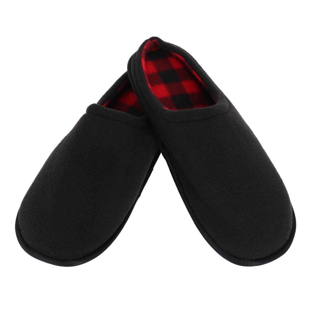 Clear Creek Men's Polar Fleece Plaid Scuff Slippers - Black