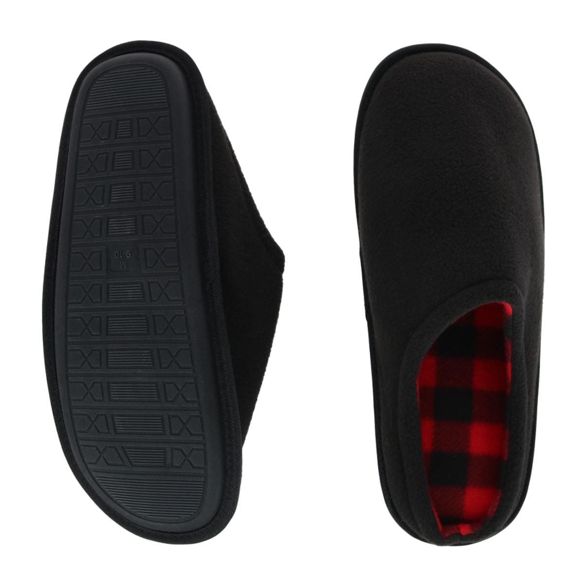 Clear Creek Men's Polar Fleece Plaid Scuff Slippers - Black