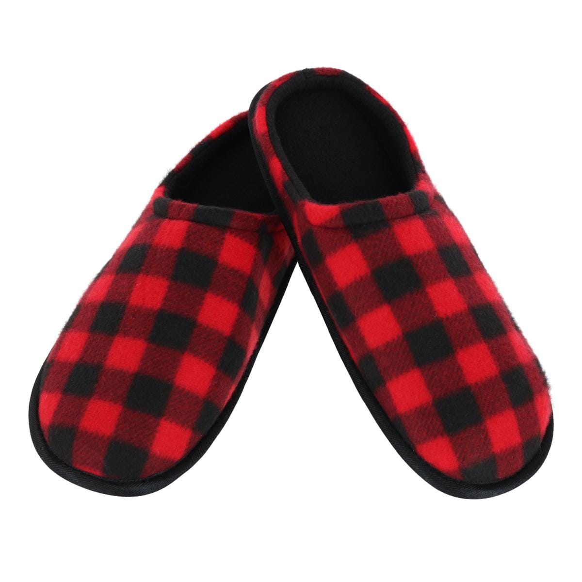 Clear Creek Men's Polar Fleece Plaid Scuff Slippers - Red