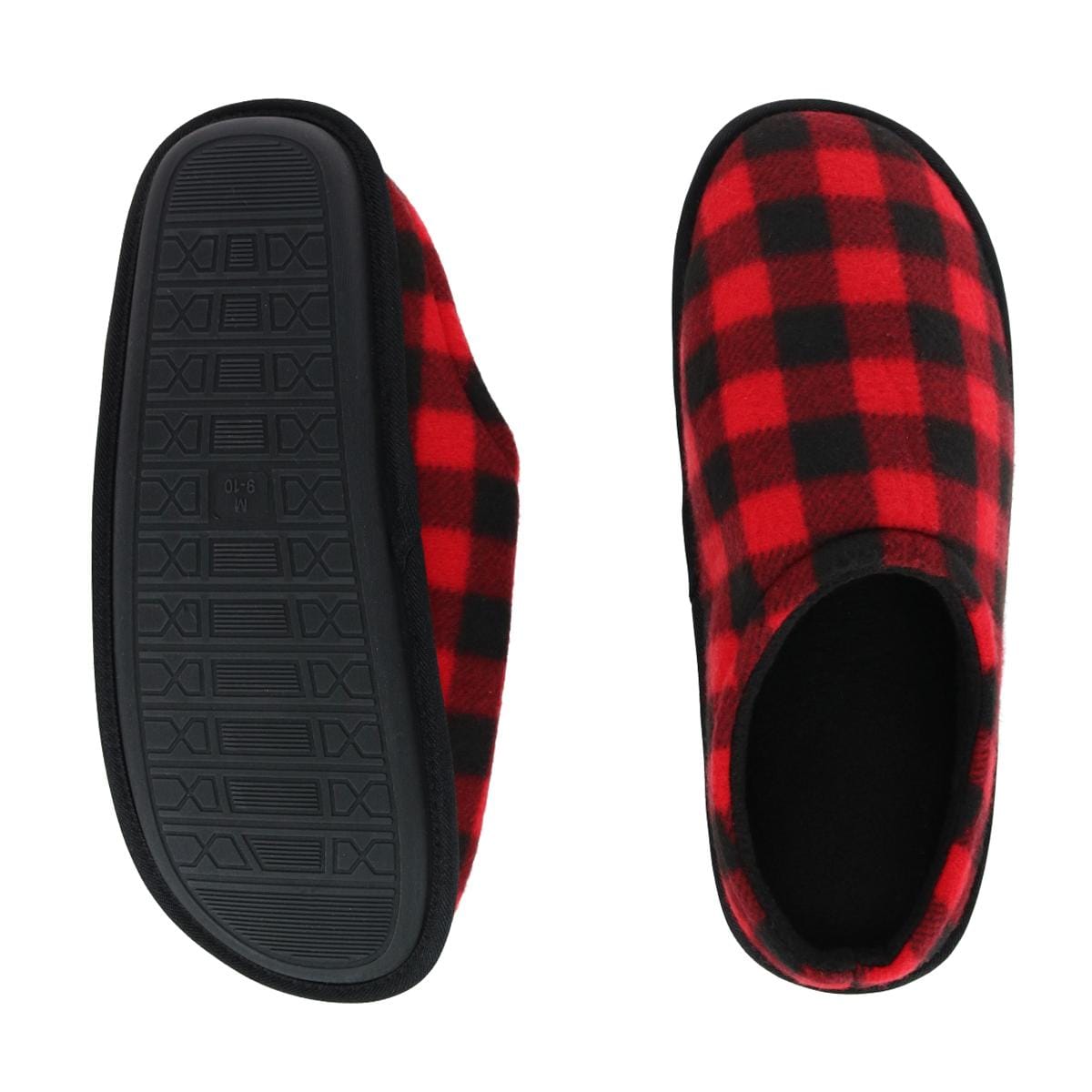 Clear Creek Men's Polar Fleece Plaid Scuff Slippers - Red