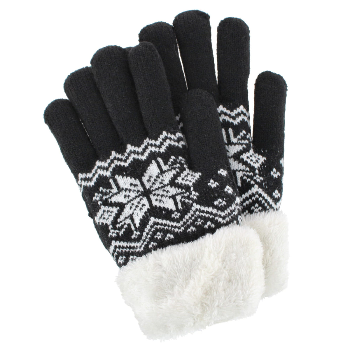 Escape Heat Women's Knit Winter Gloves with Synthetic Fur Trim and Lining