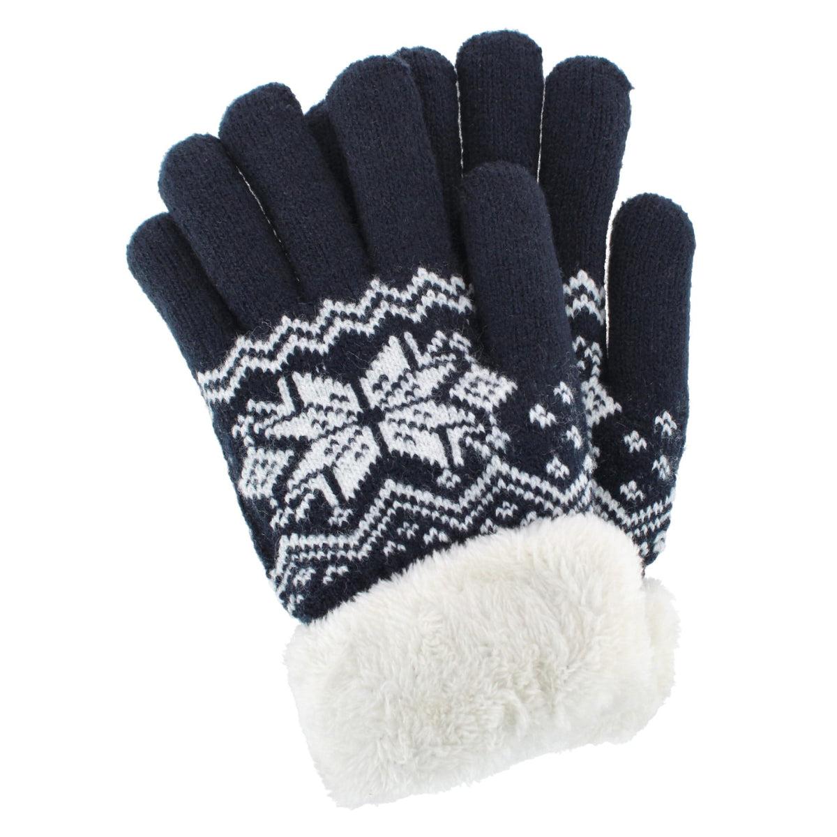 Escape Heat Women's Knit Winter Gloves with Synthetic Fur Trim and Lining