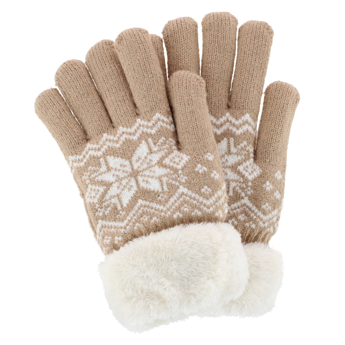 Escape Heat Women's Knit Winter Gloves with Synthetic Fur Trim and Lining
