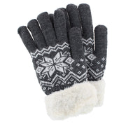 Women's Knit Winter Gloves with Synthetic Fur Trim and Lining