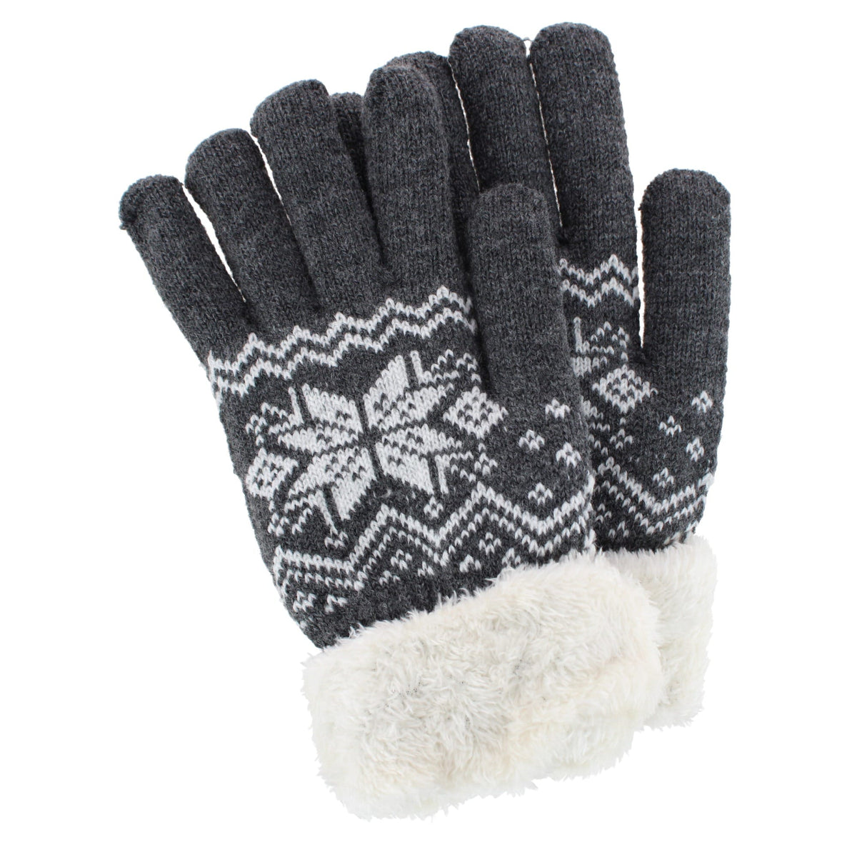 Escape Heat Women's Knit Winter Gloves with Synthetic Fur Trim and Lining - Women's Knit Winter Gloves with Synthetic Fur Trim and Lining