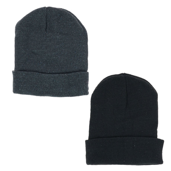 Men's Basic Winter Beanie Cuff Cap (2 Pack)