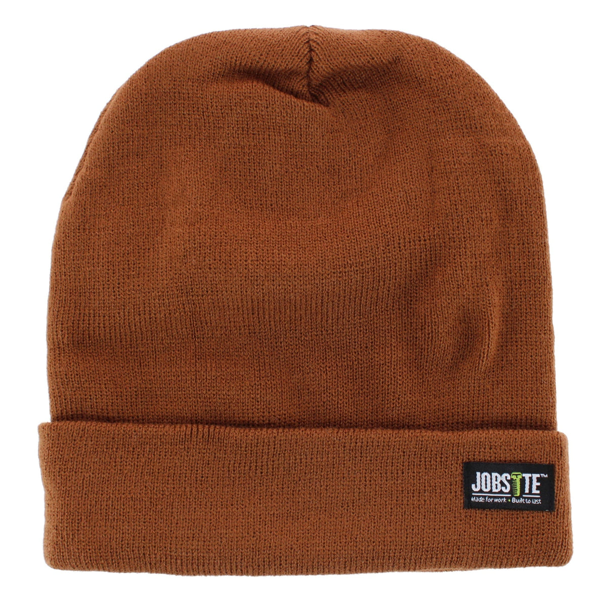 Job Site Men's Knit Winter Beanie Cuff Hat, 2 Pack, Black & Color - Brown