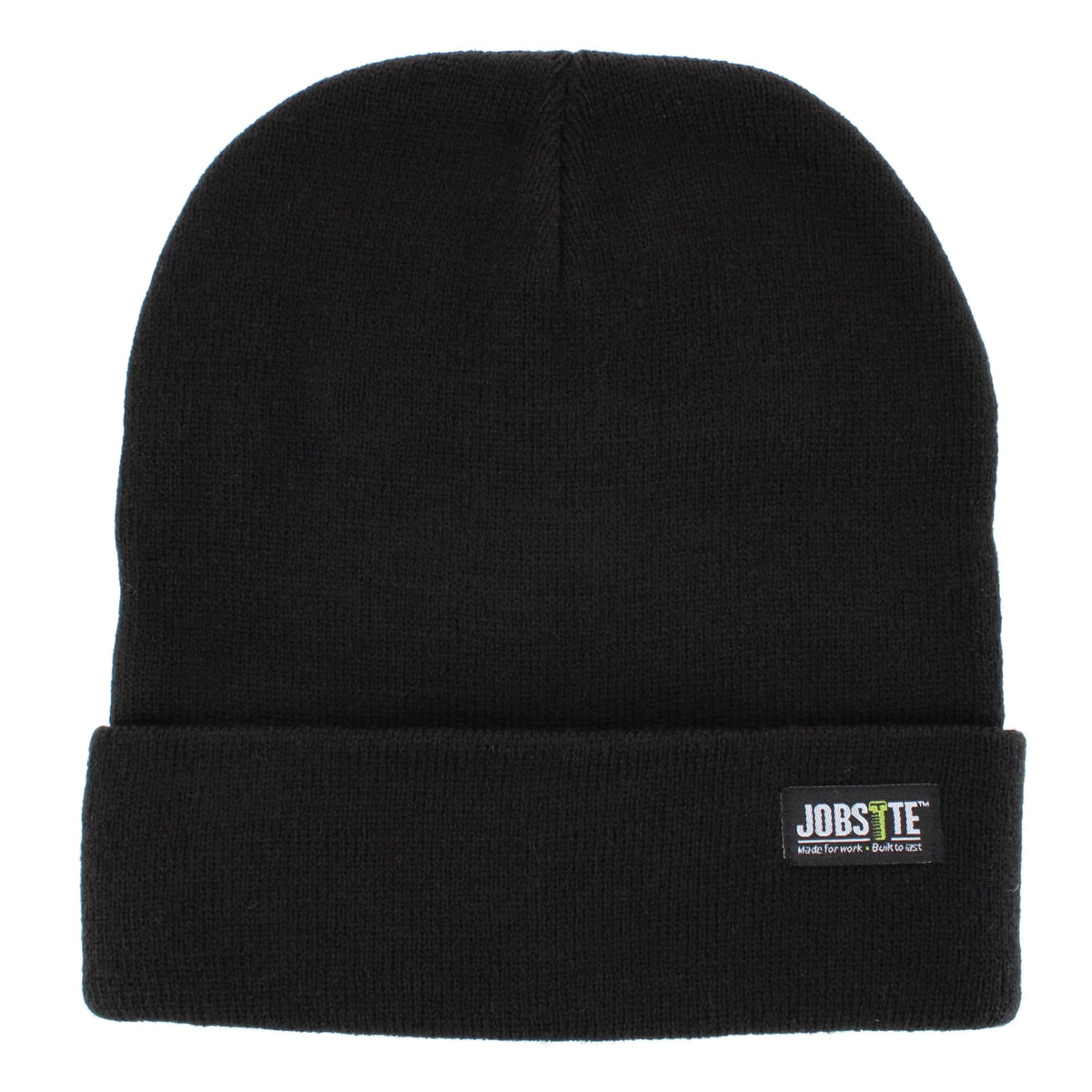 Job Site Men's Knit Winter Beanie Cuff Hat, 2 Pack, Black & Color - Brown