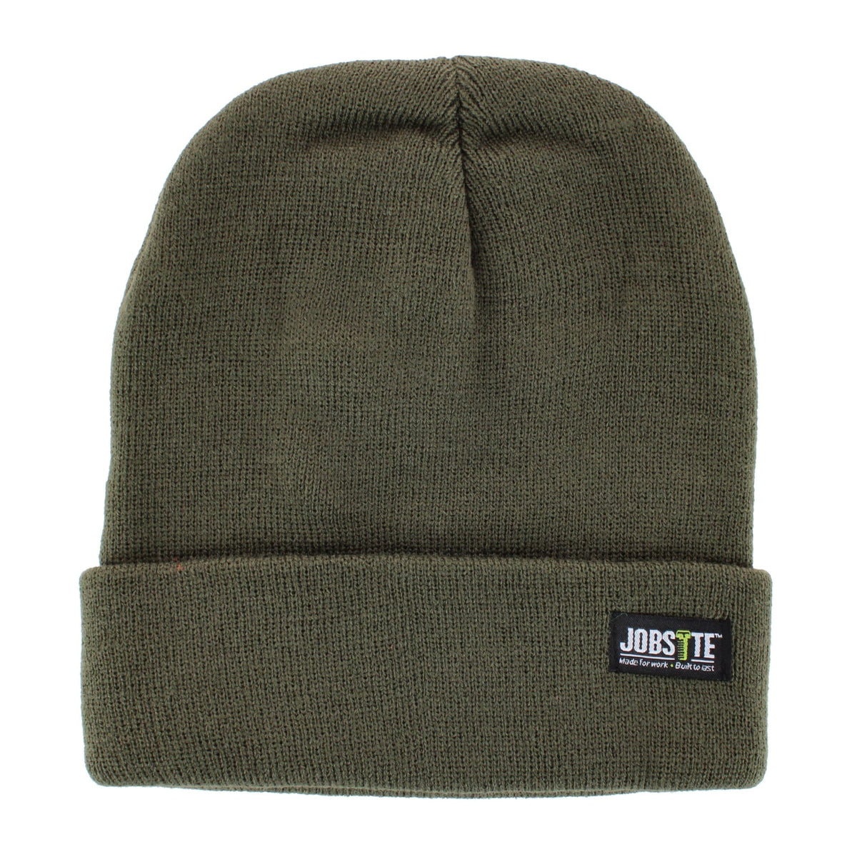 Job Site Men's Knit Winter Beanie Cuff Hat, 2 Pack, Black & Color - Green