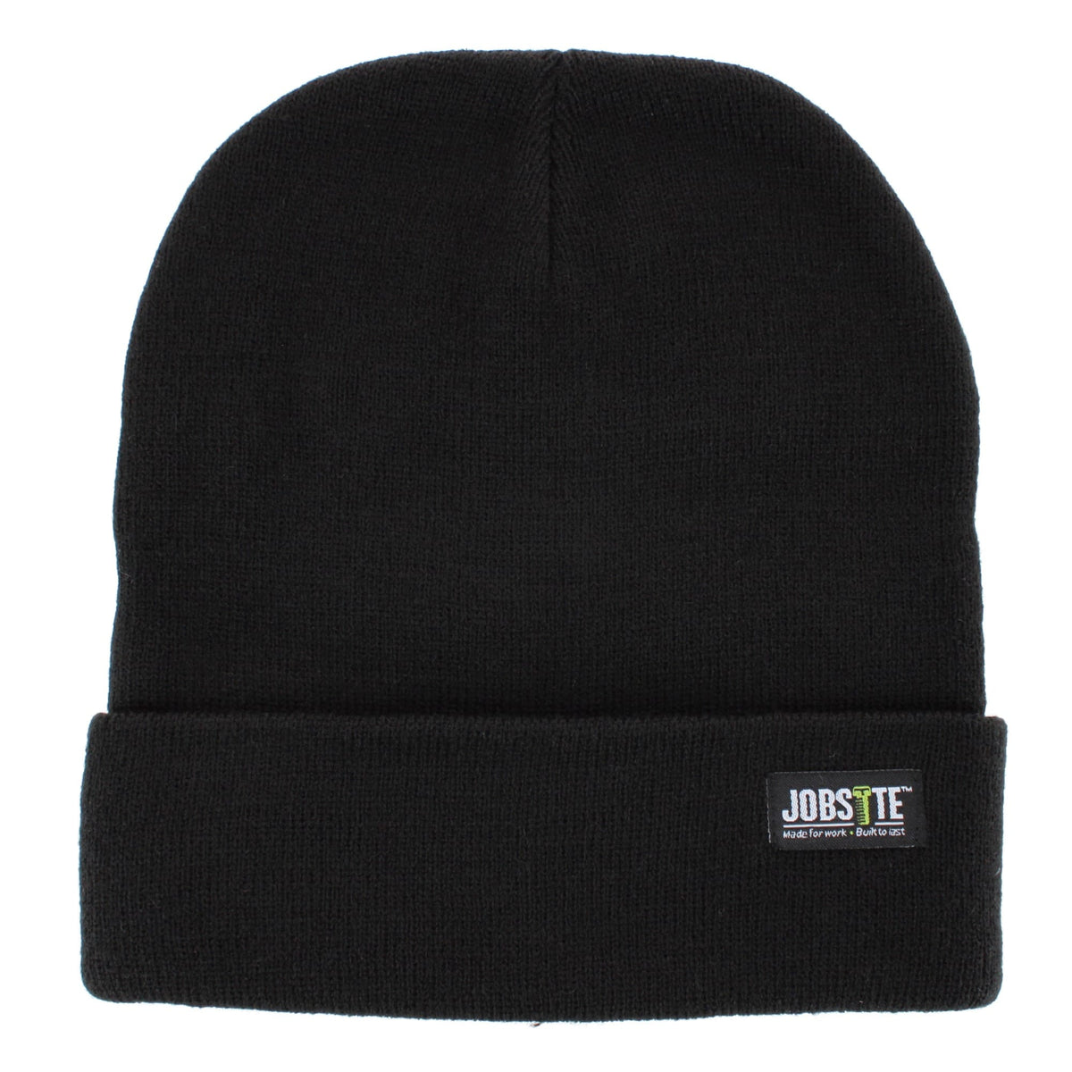Job Site Men's Knit Winter Beanie Cuff Hat, 2 Pack, Black & Color - Green