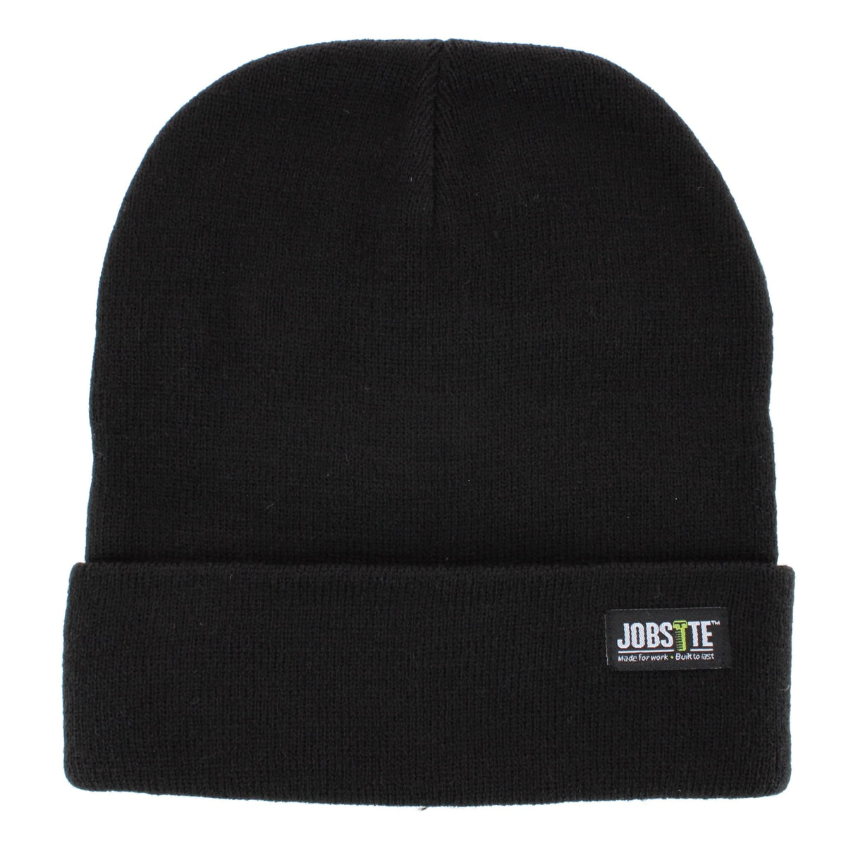 Job Site Men's Knit Winter Beanie Cuff Hat, 2 Pack, Black & Color - Orange