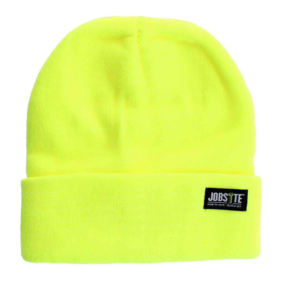 Job Site Men's Knit Winter Beanie Cuff Hat, 2 Pack, Black & Color - Yellow
