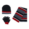 Boys' Striped 3 Piece Set Hat Gloves and Scarf