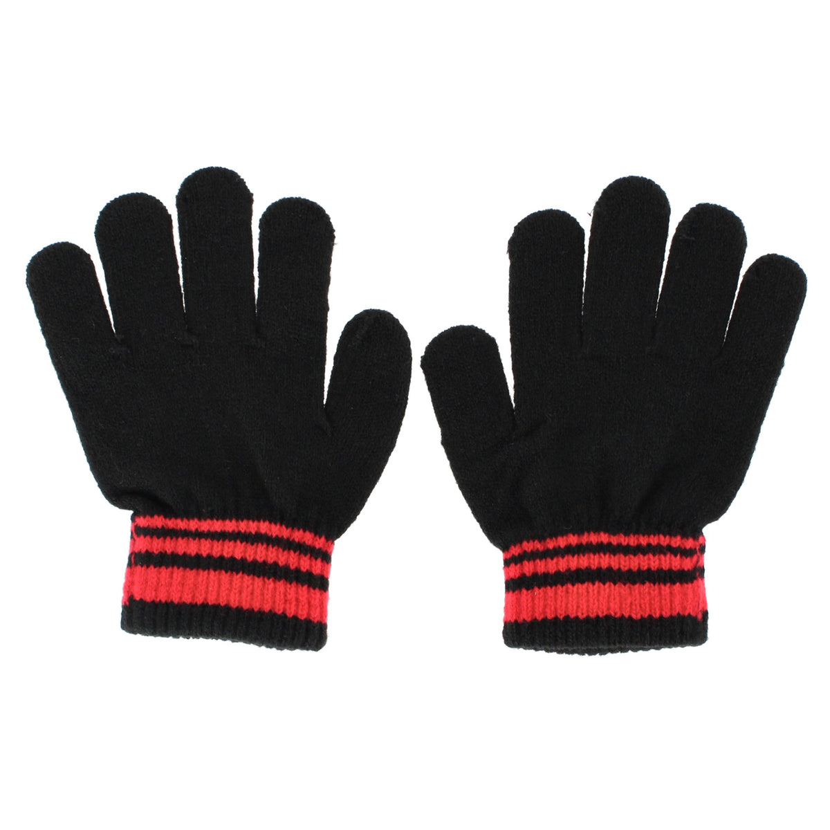 Escape Boys' Stripe Winter Beanie Hat and Gloves Set Ages 4-8 - Red
