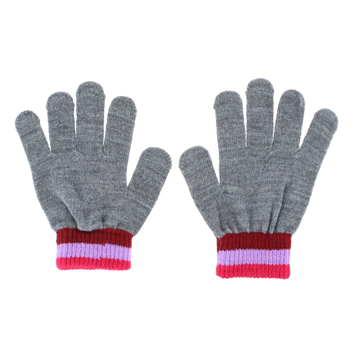 Escape Girls' Stripe Winter Beanie Hat and Gloves Set Ages 4-8 - Gray