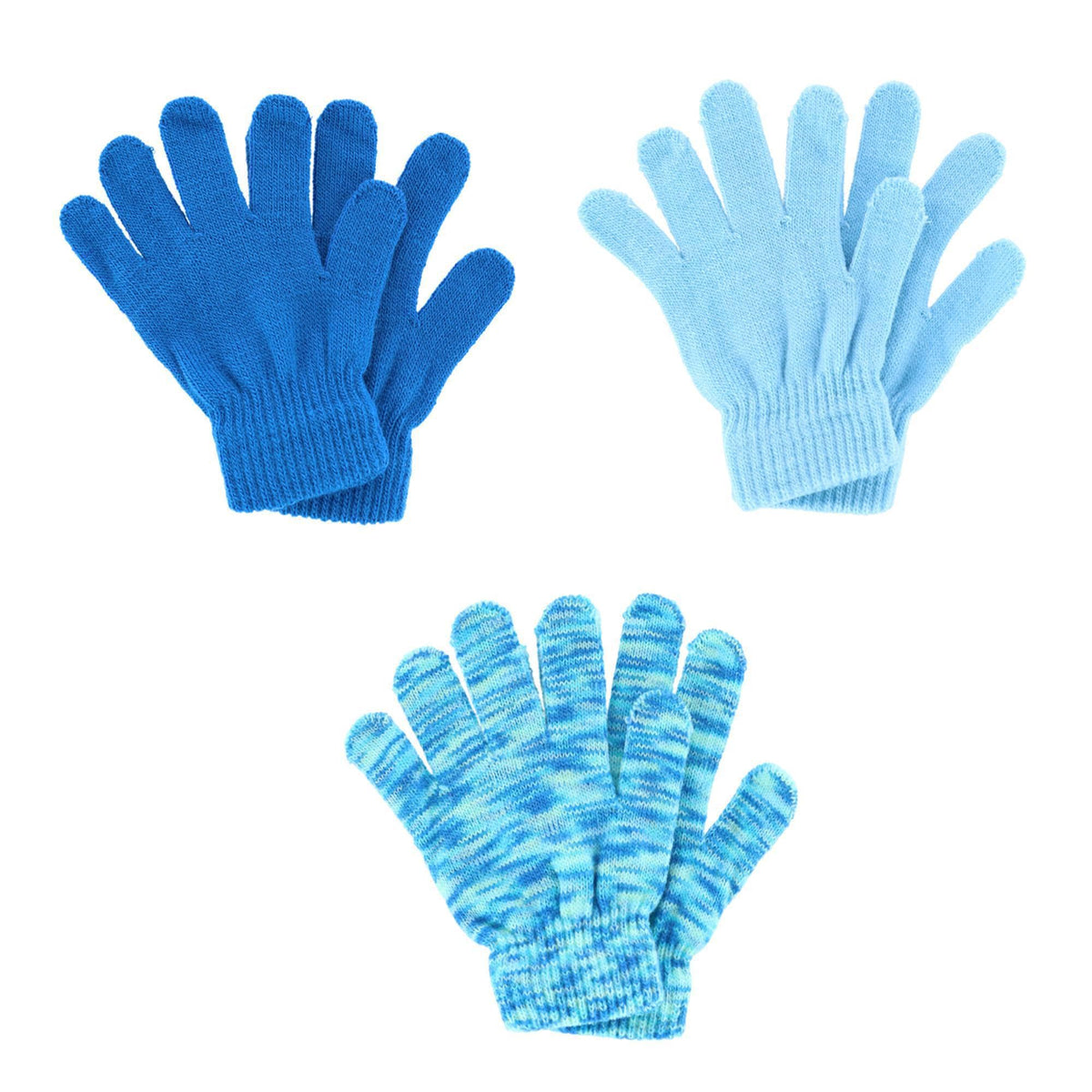 Polar Extreme Girl's One Size Multi Knit Magic Gloves (Pack of 3) - Blue