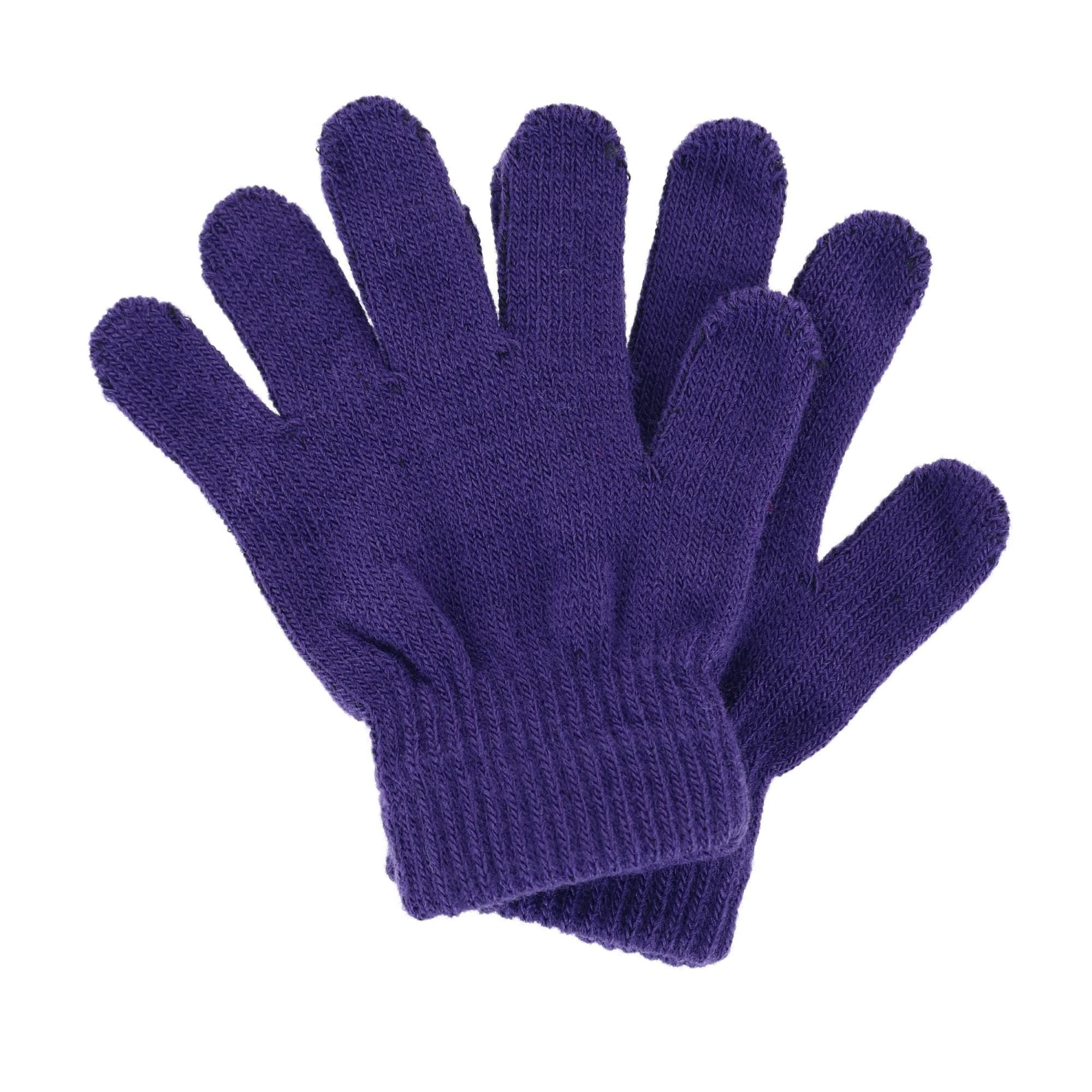 Polar Extreme Girl's One Size Multi Knit Magic Gloves (Pack of 3) - Purple