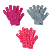 Girl's One Size Multi Knit Magic Gloves (Pack of 3)