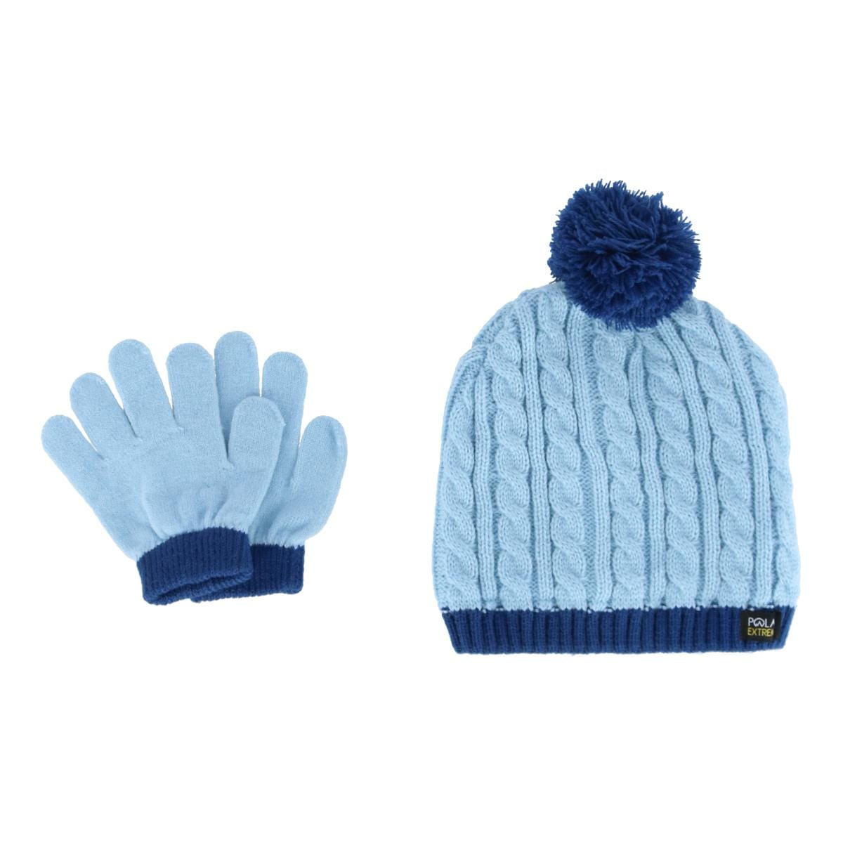 Polar Extreme Kids' Toddler Cable Knit Winter Beanie and Mitten Set
