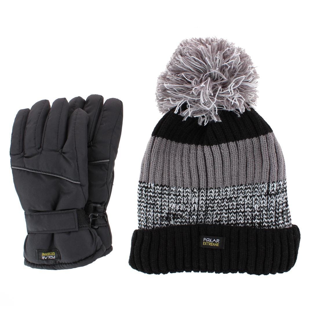 Polar Extreme Boy's Lined Beanie and Ski Glove Winter 2 Piece Set