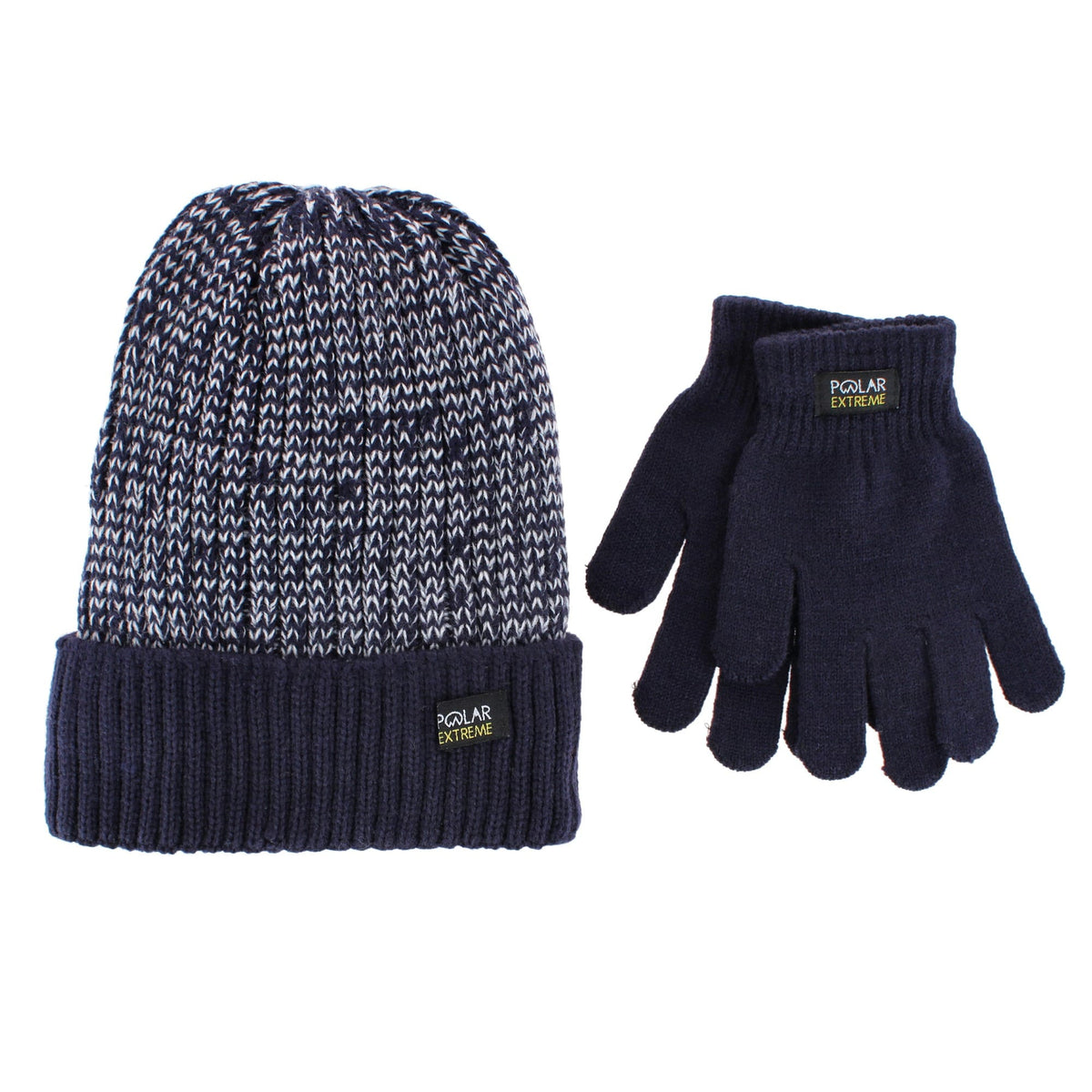 Polar Extreme Boys' Marled Ribbed Winter Beanie & Gloves Set